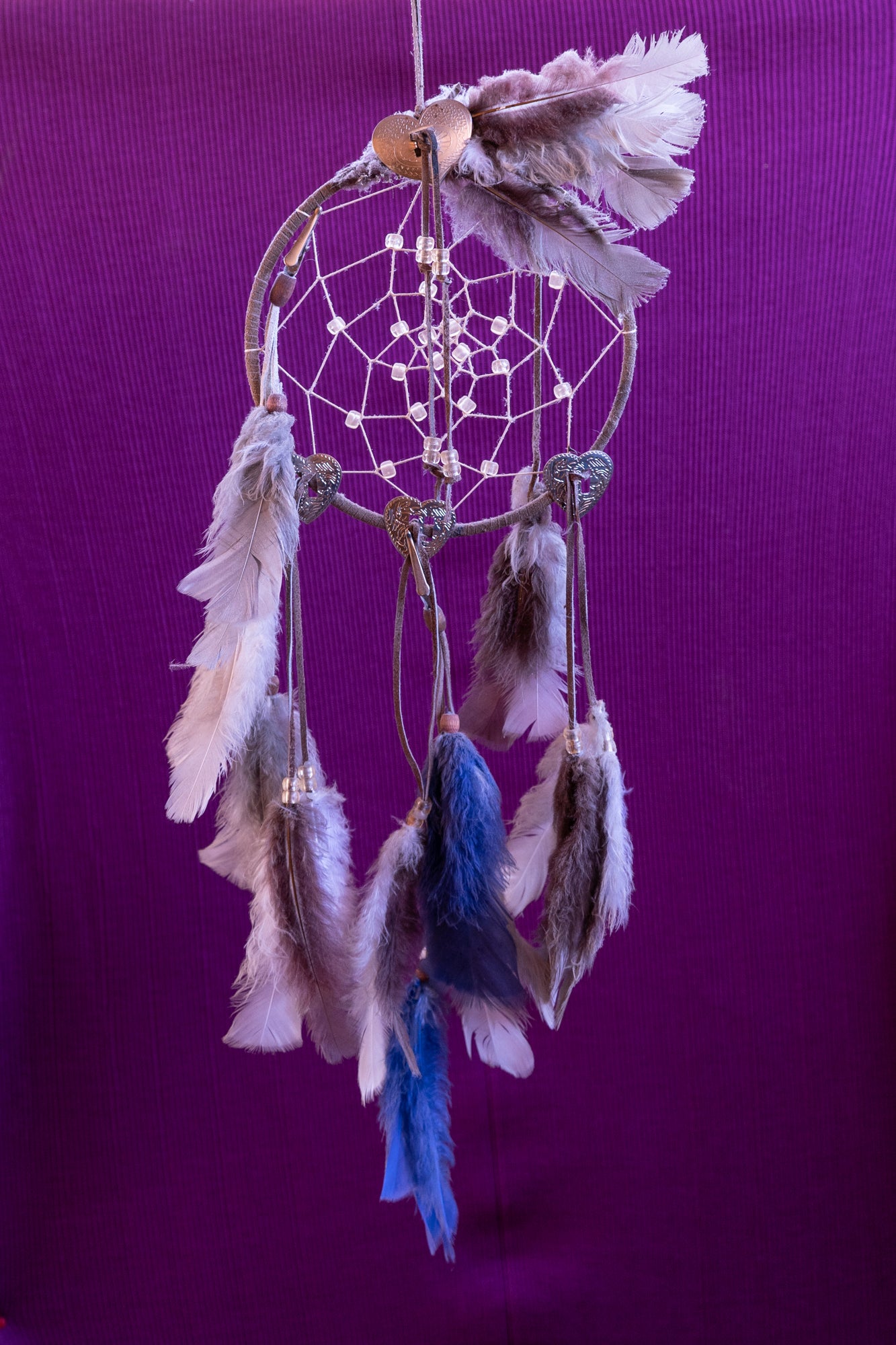 Decorative Dreamcatcher Art with Heart and Bead Accents