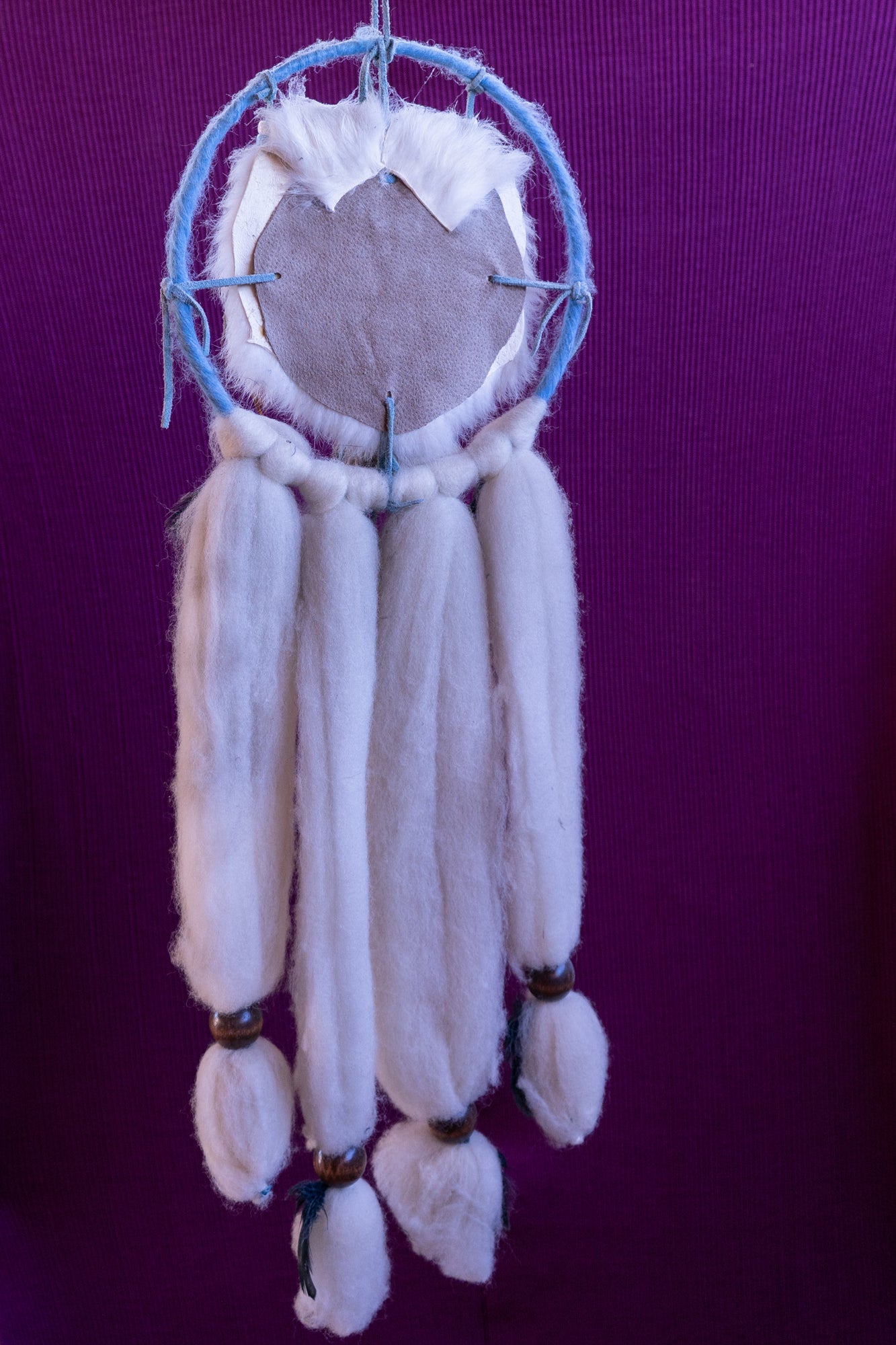 Dreamcatcher Wall Art: Genuine White Fur Center