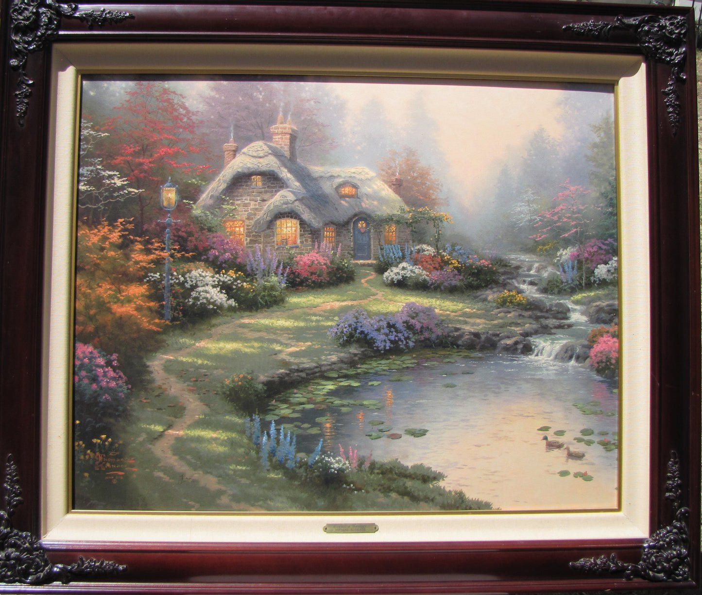 24" x 30" Thomas Kinkade Painting:  Everett's Cottage with Frame