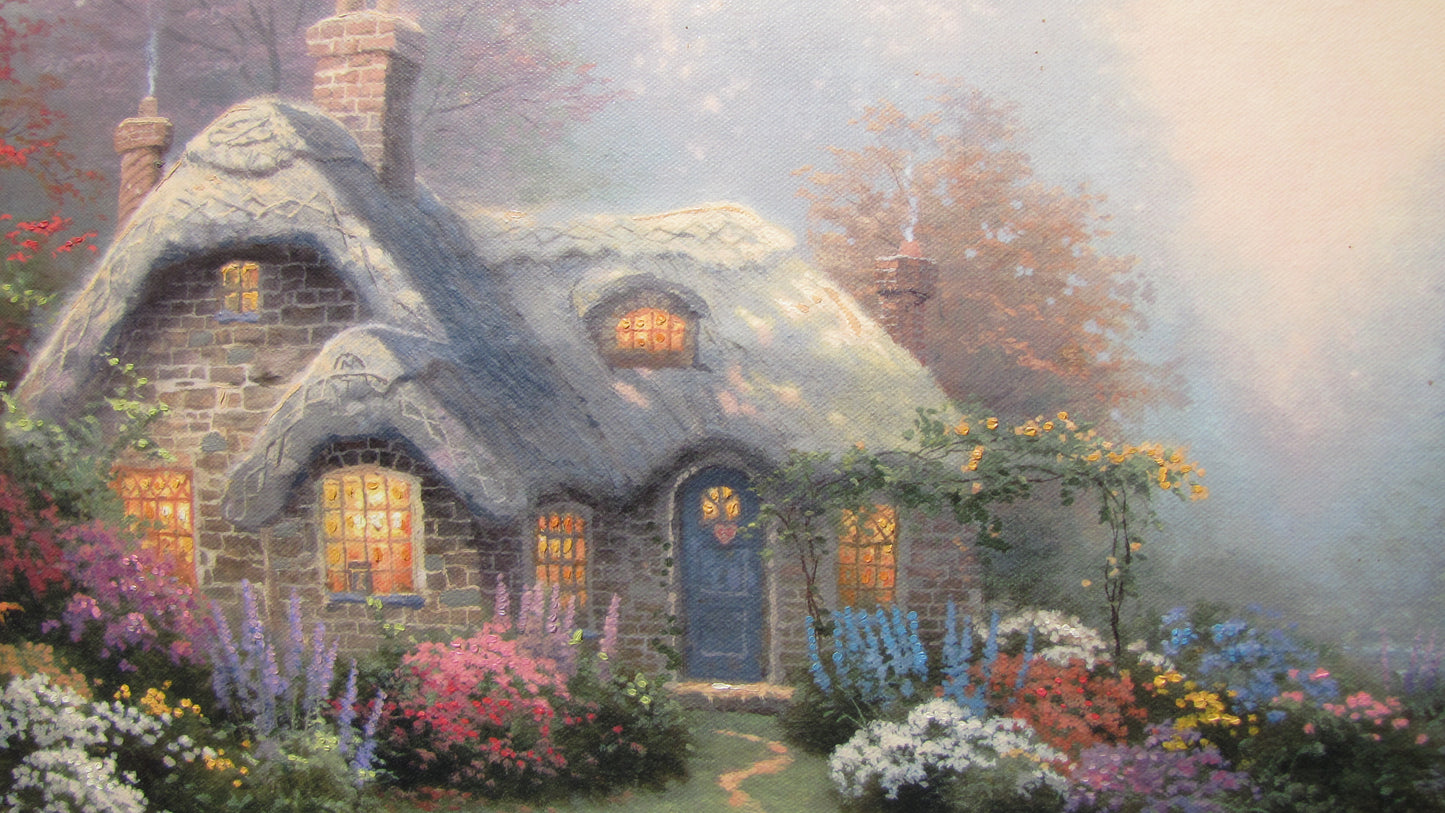 24" x 30" Thomas Kinkade Painting:  Everett's Cottage with Frame