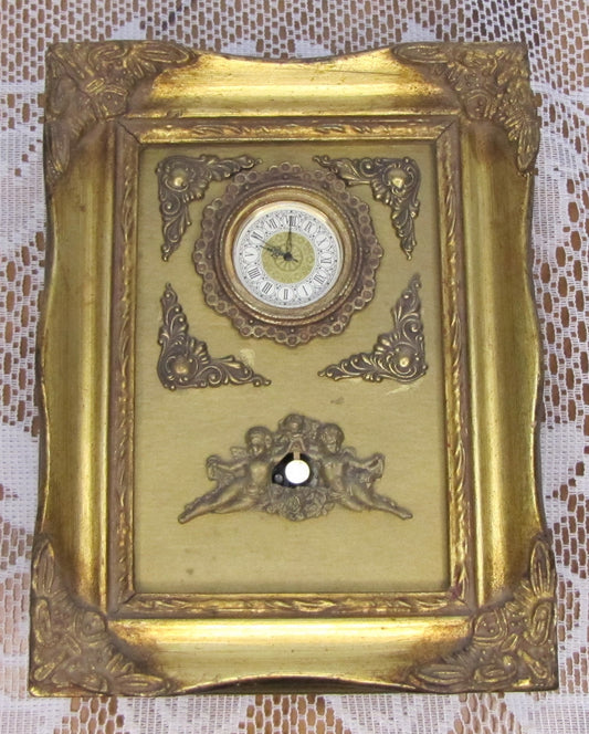 Vintage Miniature Musical Picture Frame Clock  Replica (French with Mozart Tune)