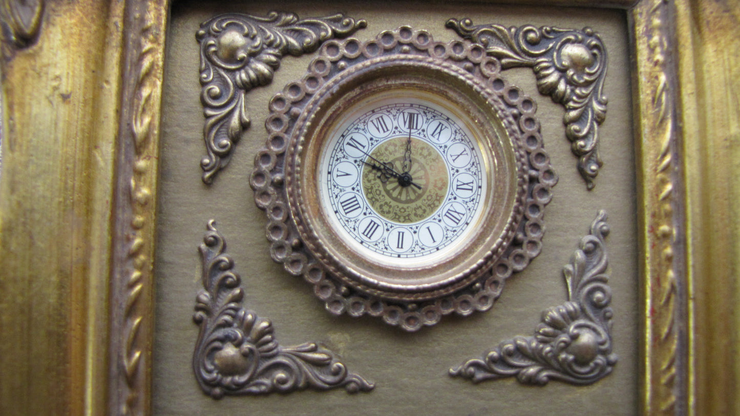 Vintage Miniature Musical Picture Frame Clock  Replica (French with Mozart Tune)