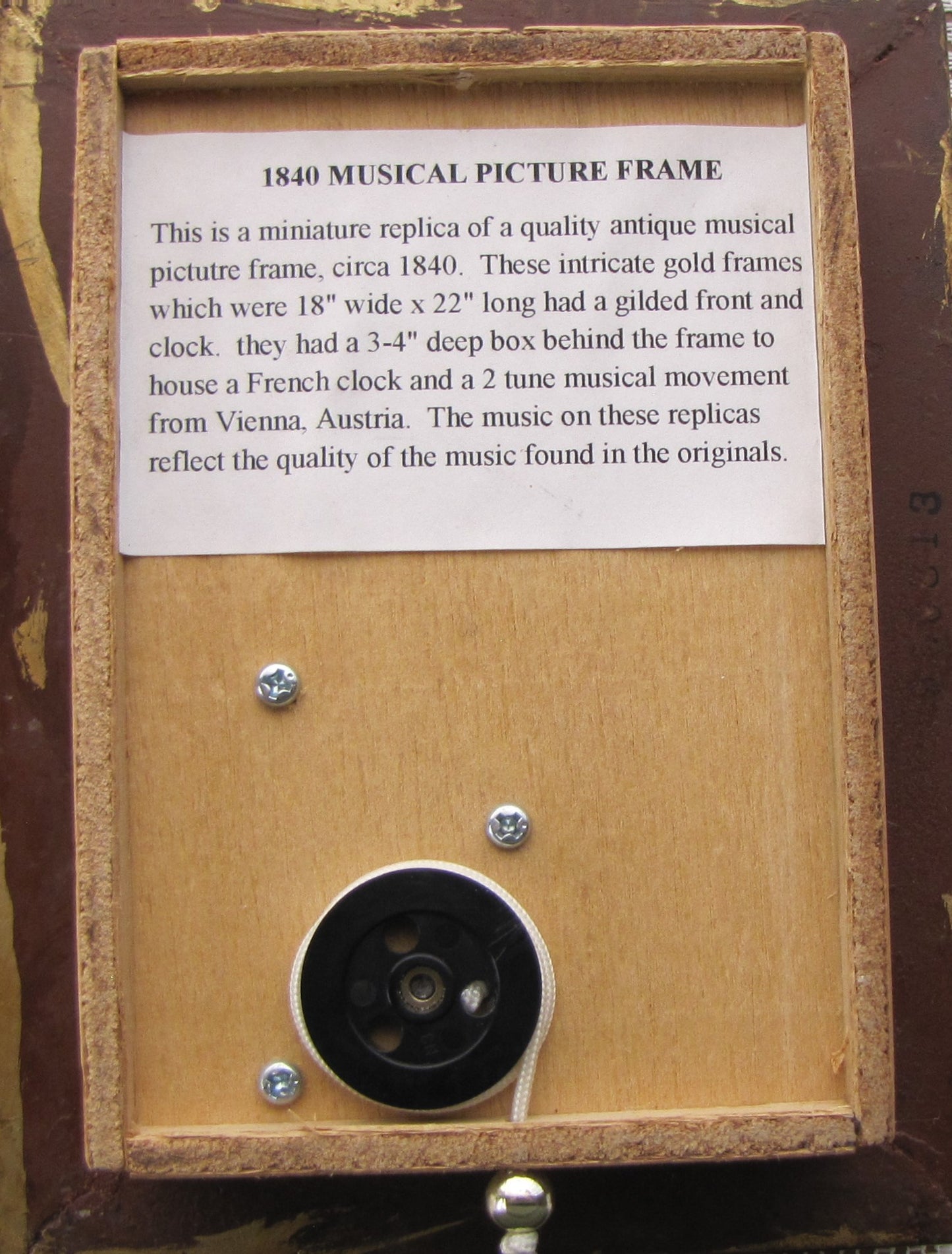 Vintage Miniature Musical Picture Frame Clock  Replica (French with Mozart Tune)