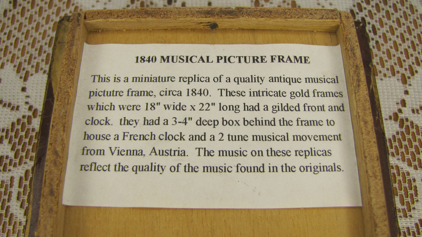 Vintage Miniature Musical Picture Frame Clock  Replica (French with Mozart Tune)