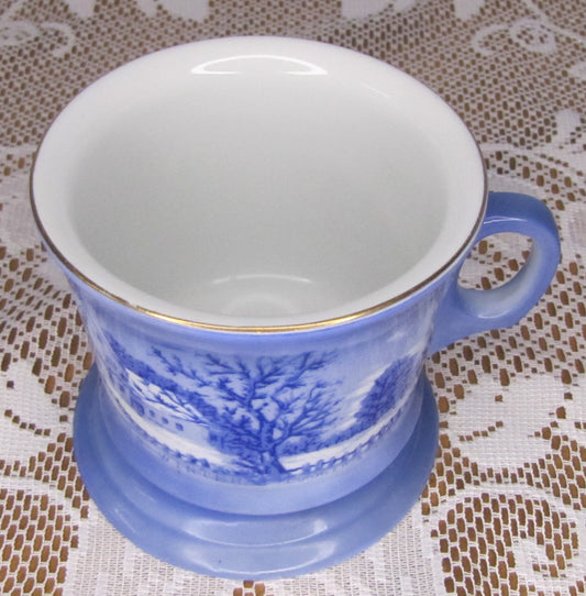 Collectable Cup: 1980 Vintage Currier & Ives "The Homestead in Winter" in Blue and White