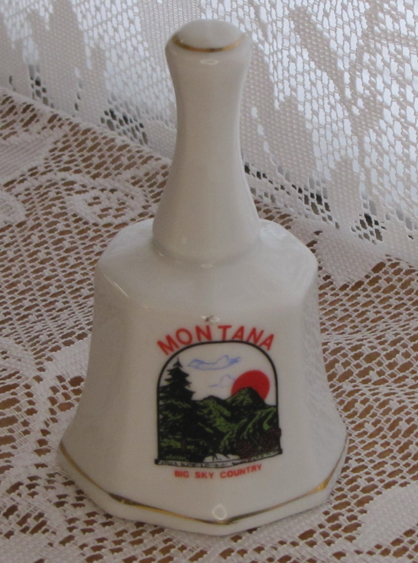 Vintage Bell: Montana (State Collector Series) on White with Golden Accent Rings