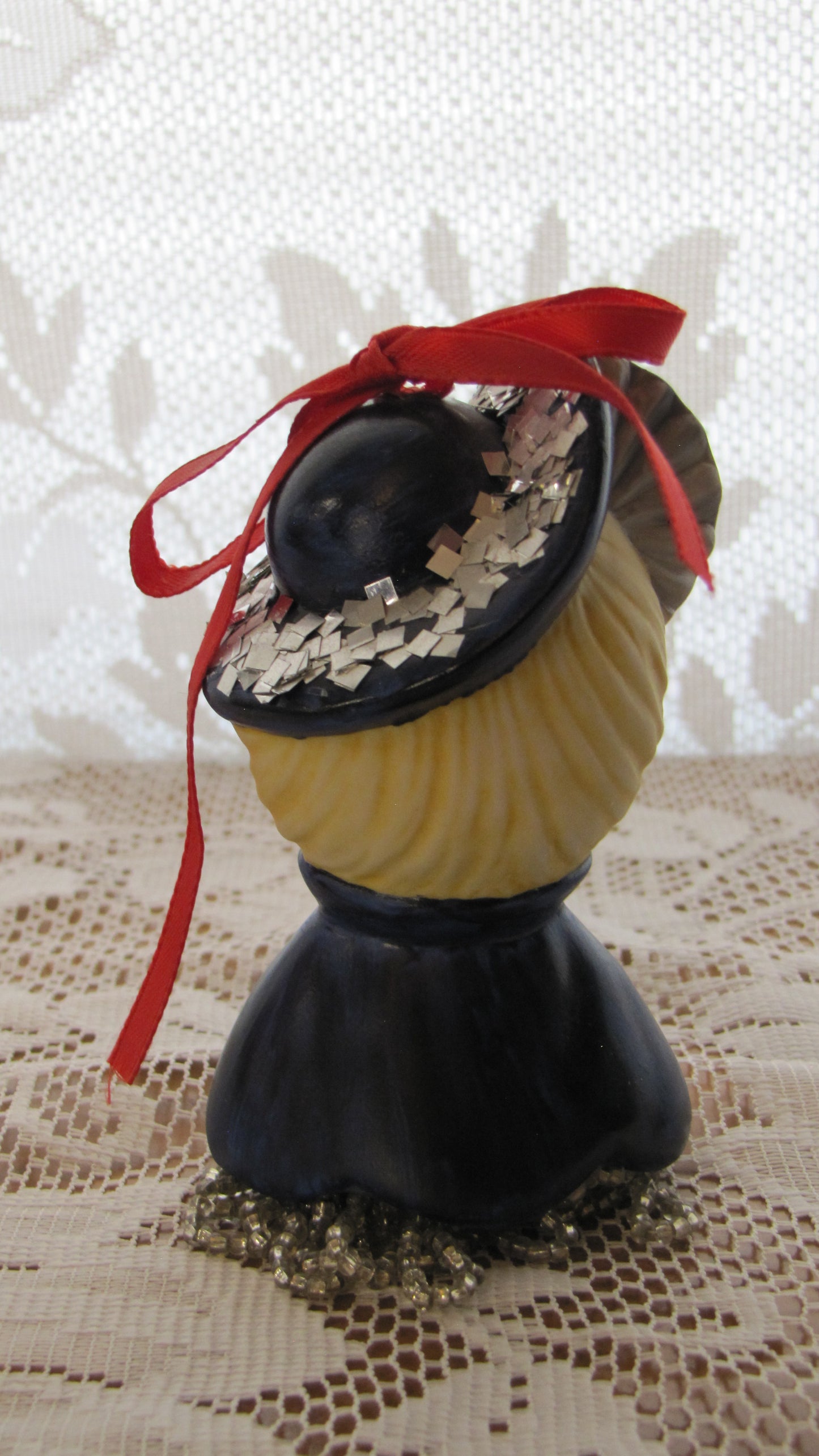 Vintage Bell/Ornament Set: Blue and Red Victorian Ladies with Multiple Accents