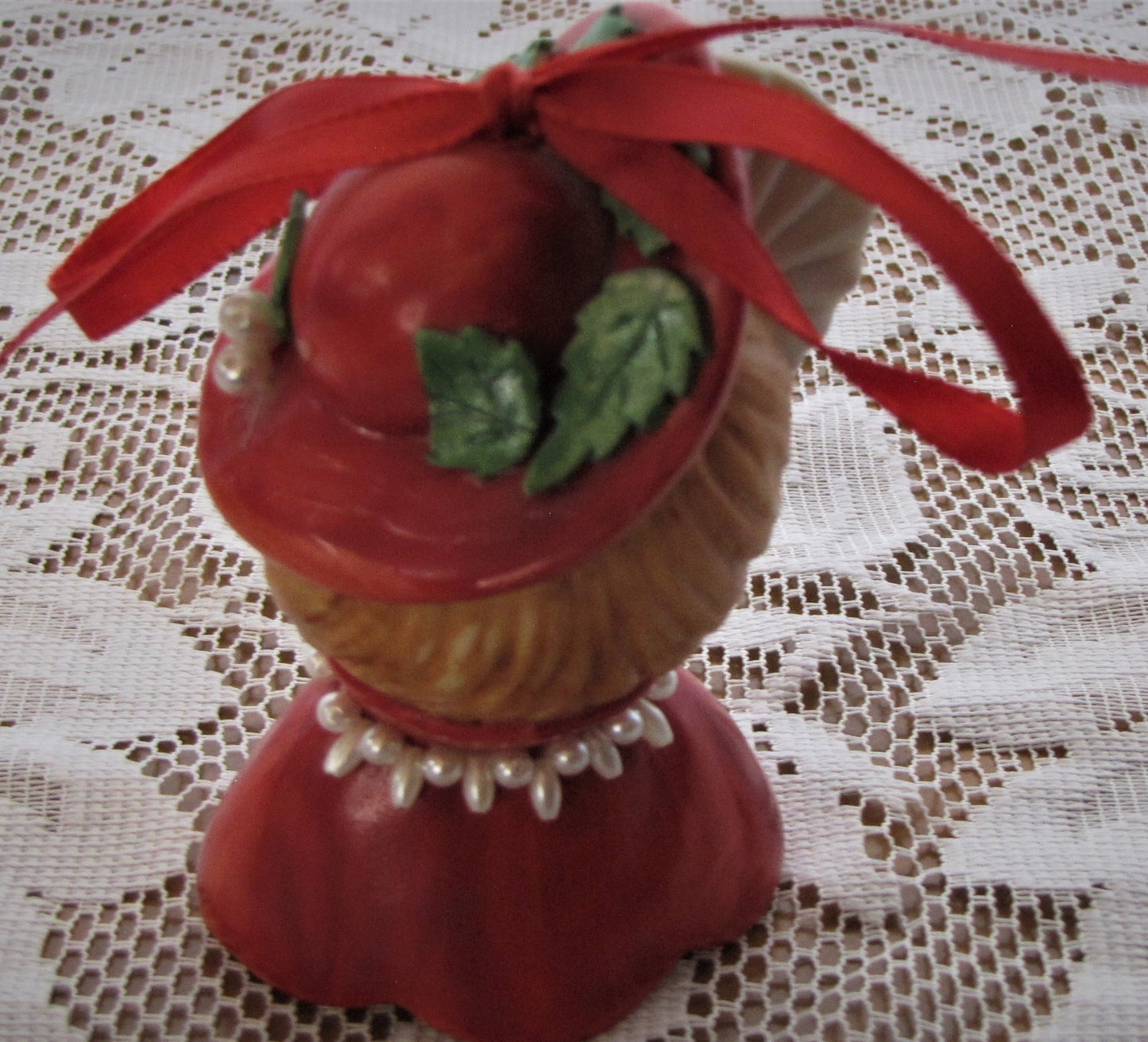 Vintage Bell/Ornament Set: Blue and Red Victorian Ladies with Multiple Accents