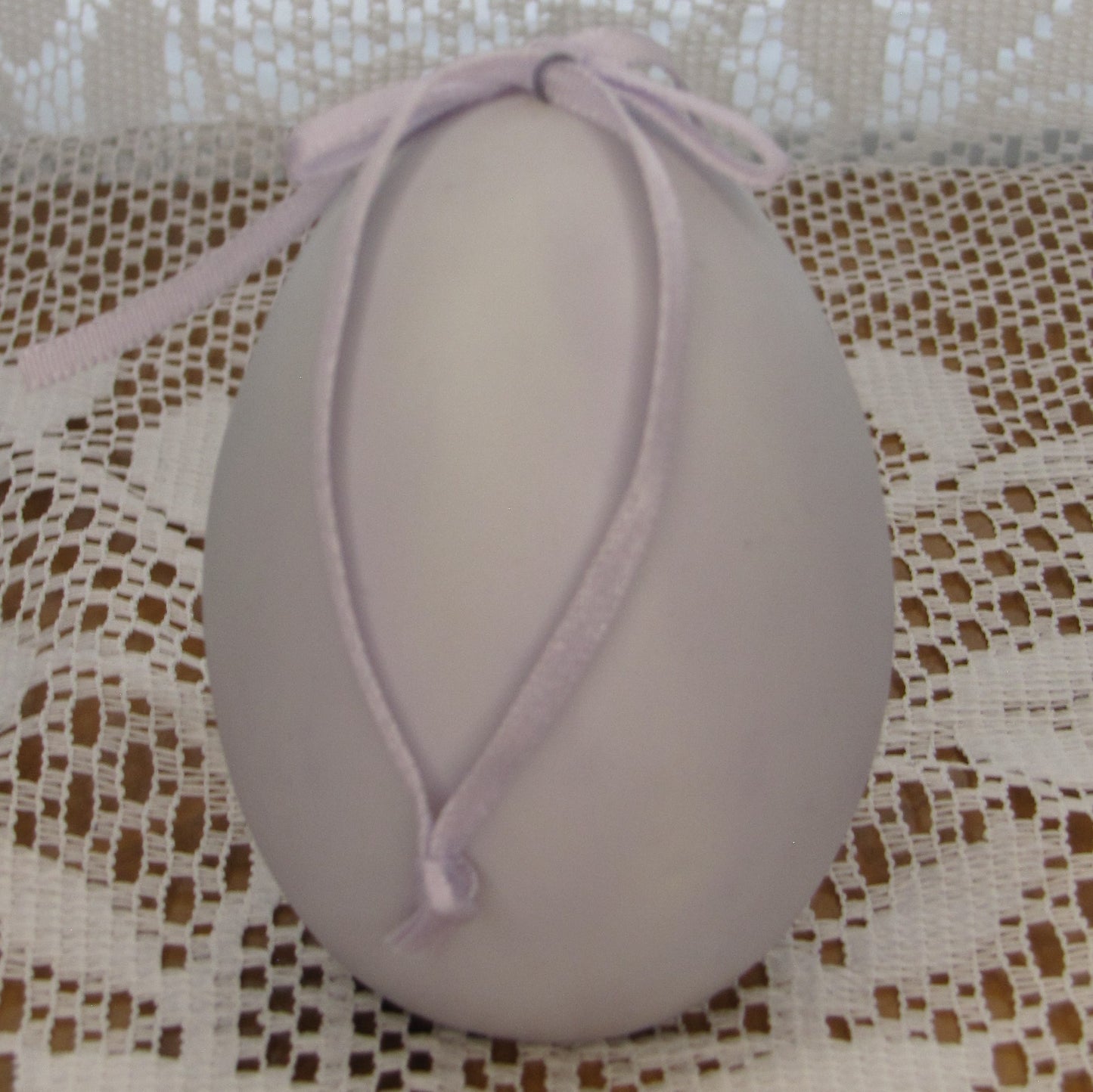 Vintage Porcelain Egg; Easter Theme With Bunny and Basket on Matte Finish