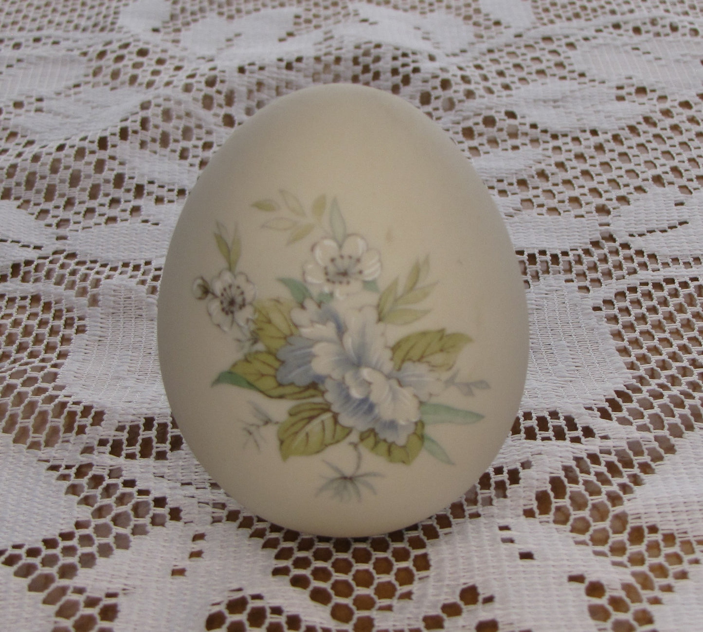 Vintage Egg; Eggzackly Artisan Floral with Sand-filled Bisque Porcelain