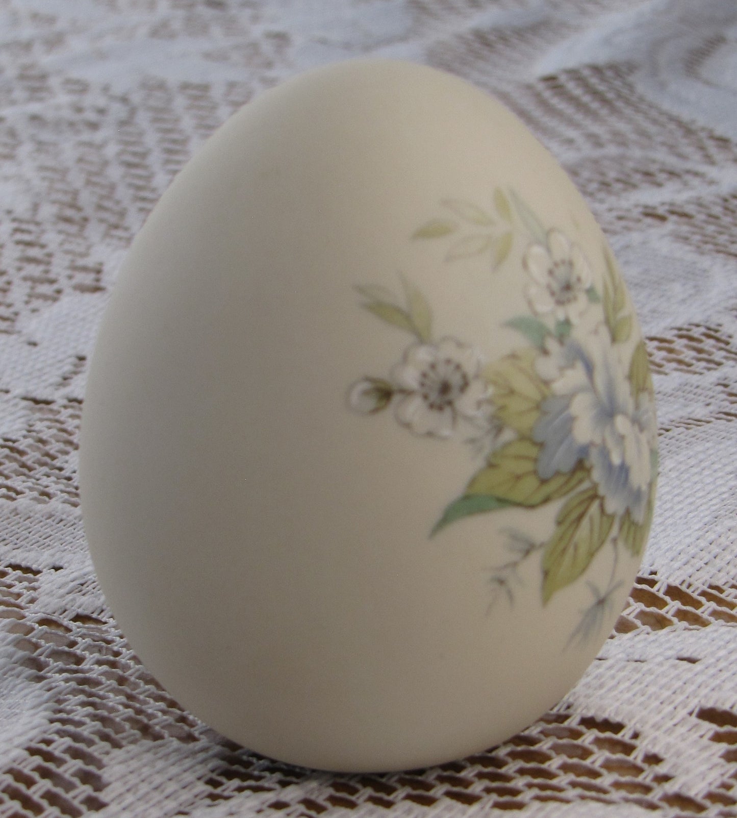 Vintage Egg; Eggzackly Artisan Floral with Sand-filled Bisque Porcelain