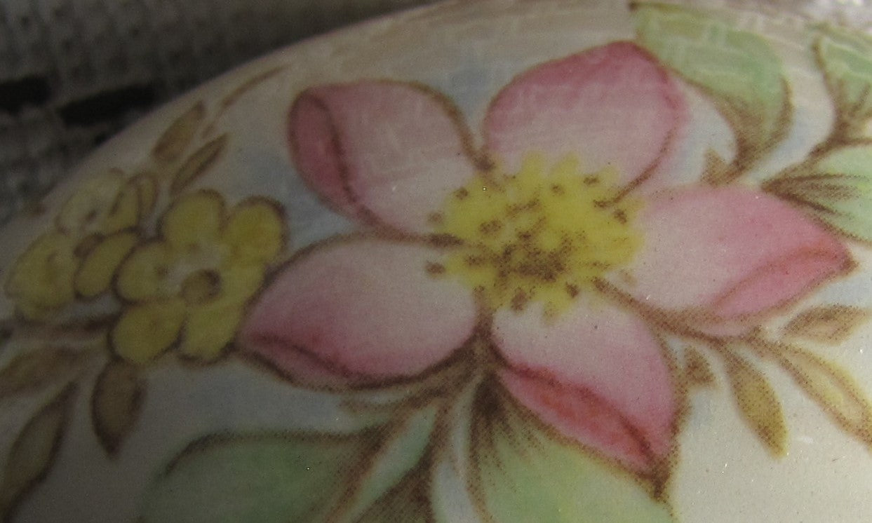 Vintage Egg: White Porcelain with Painted Floral Design in Pinks and Yellows by The Egg Lady