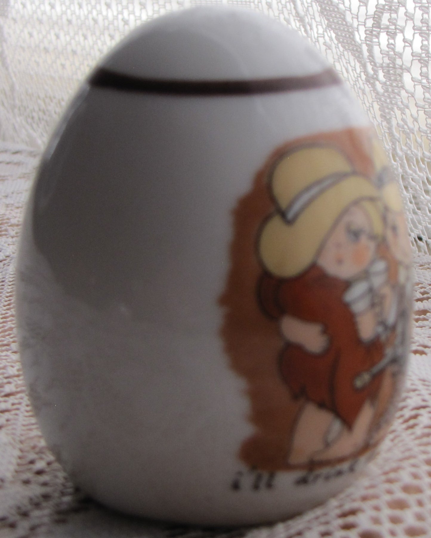 Vintage 70's Porcelain Egg; The Razamataz (1920's Couple Figurine) "I'll Drink to That"