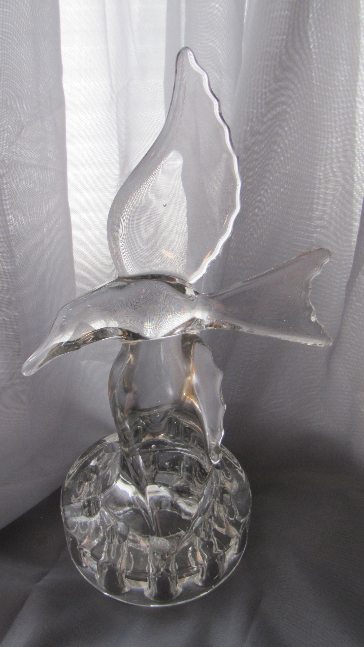 Vintage; 1949 Cambridge Classics Crystal Seagull on Flower Frog Clear Vase