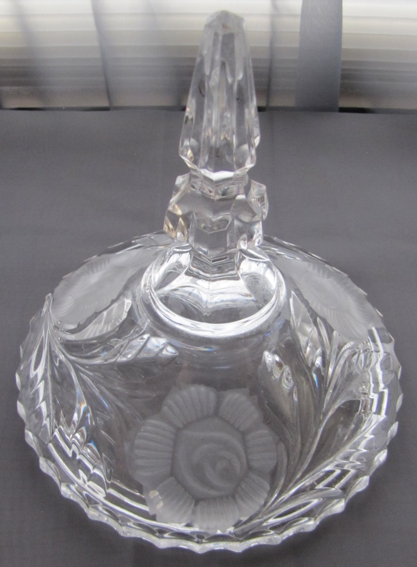 Vintage; 15" Lead Crystal Etched Candy Dish with Pedestal and Lid in Excellent Condition