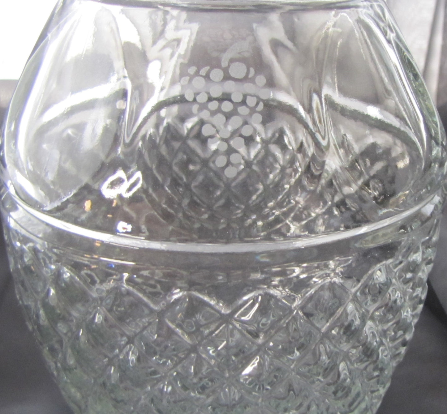 Vintage Glass Liquor Decanter, diamond cut thumbprint design, Used, Excellent Condition