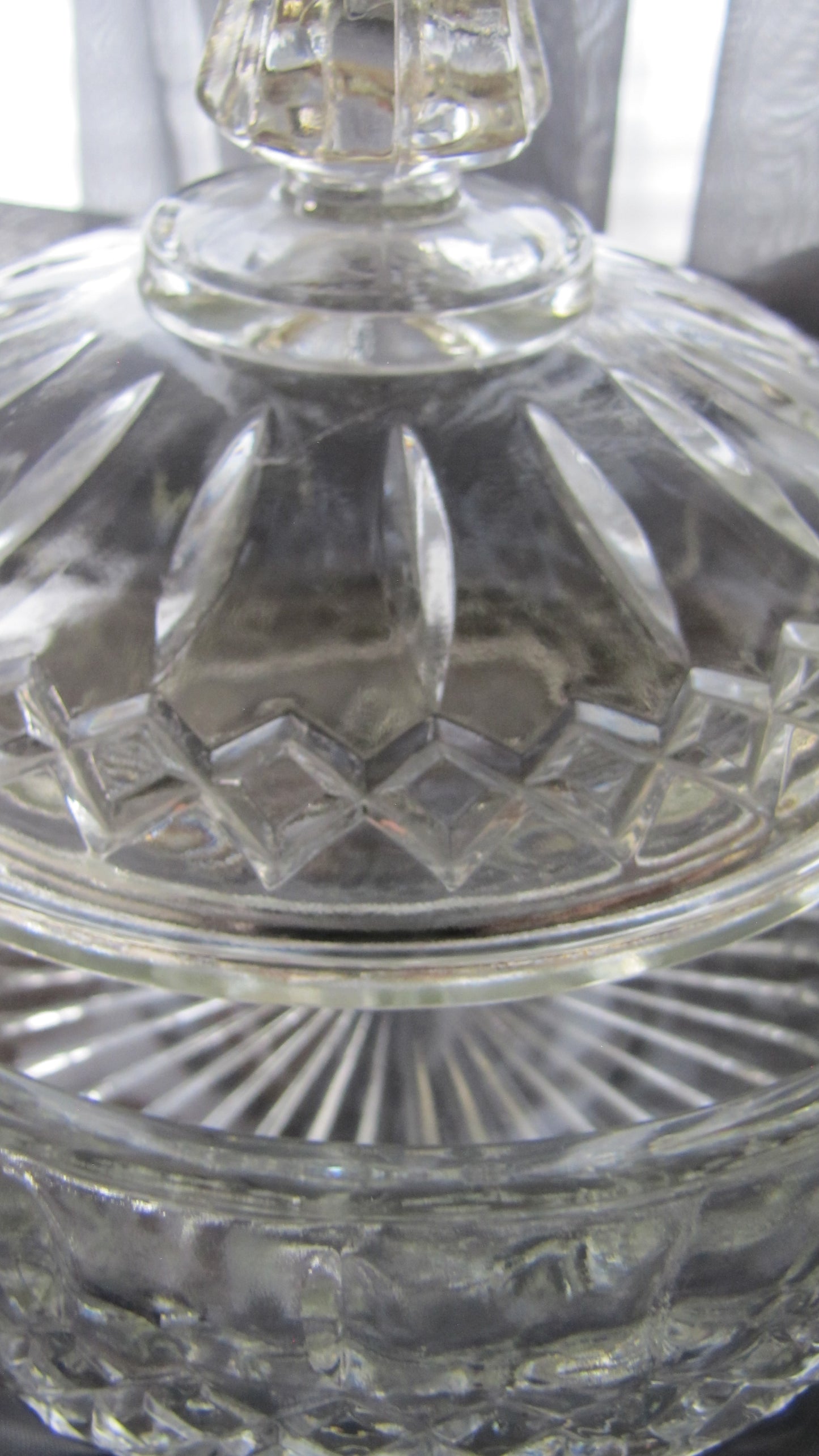 Vintage Clear Candy Dish, 6"T by 6"W with Lid, Used