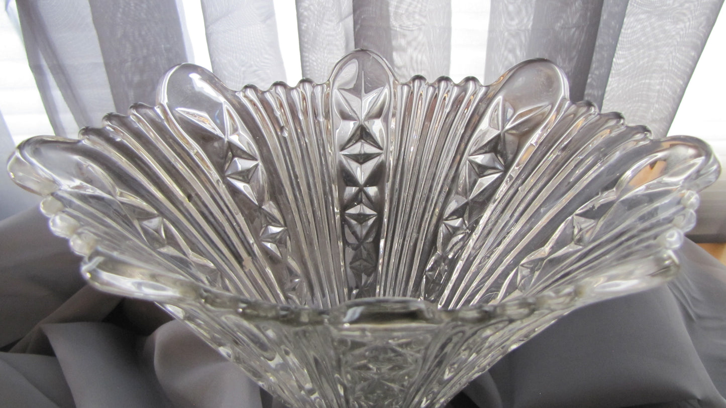 Vintage Lead Crystal Trumpet Vase, 9"T x 8.5"W at Top, Classic Center Piece