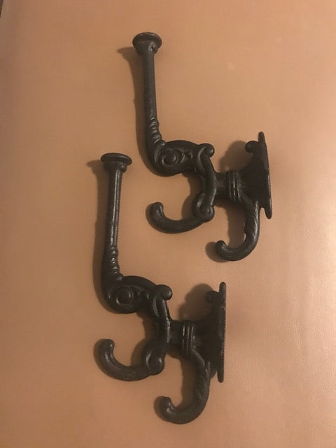 1940s Cast Iron Hat/Coat Wall Hanging (Set of 2)