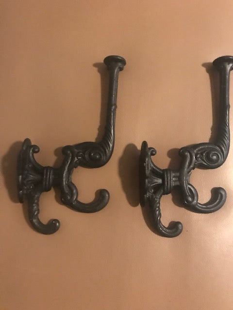 1940s Cast Iron Hat/Coat Wall Hanging (Set of 2)