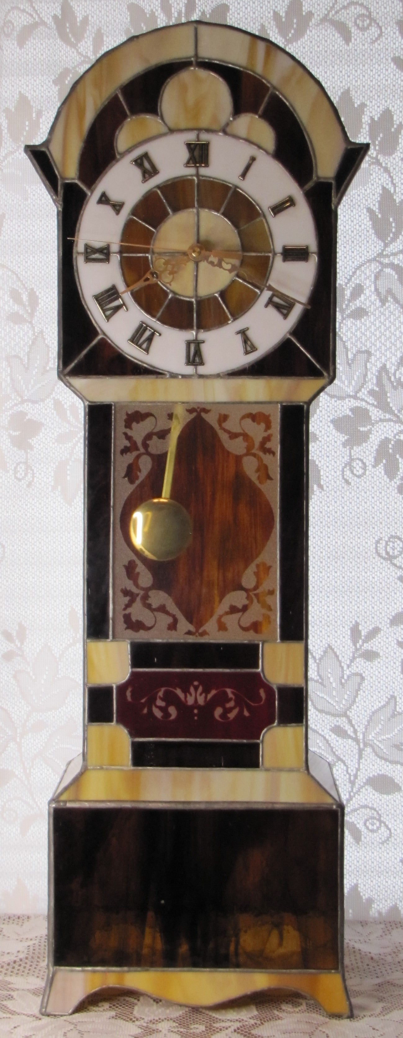 Mini Grandfather Clock in Stained Glass