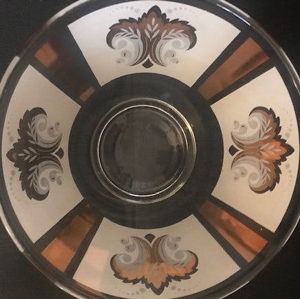 1970 Lead Crystal Glass Salad Bowl with Copper Plating