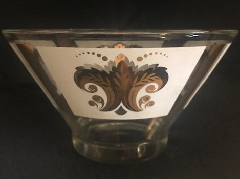 1970 Lead Crystal Glass Salad Bowl with Copper Plating