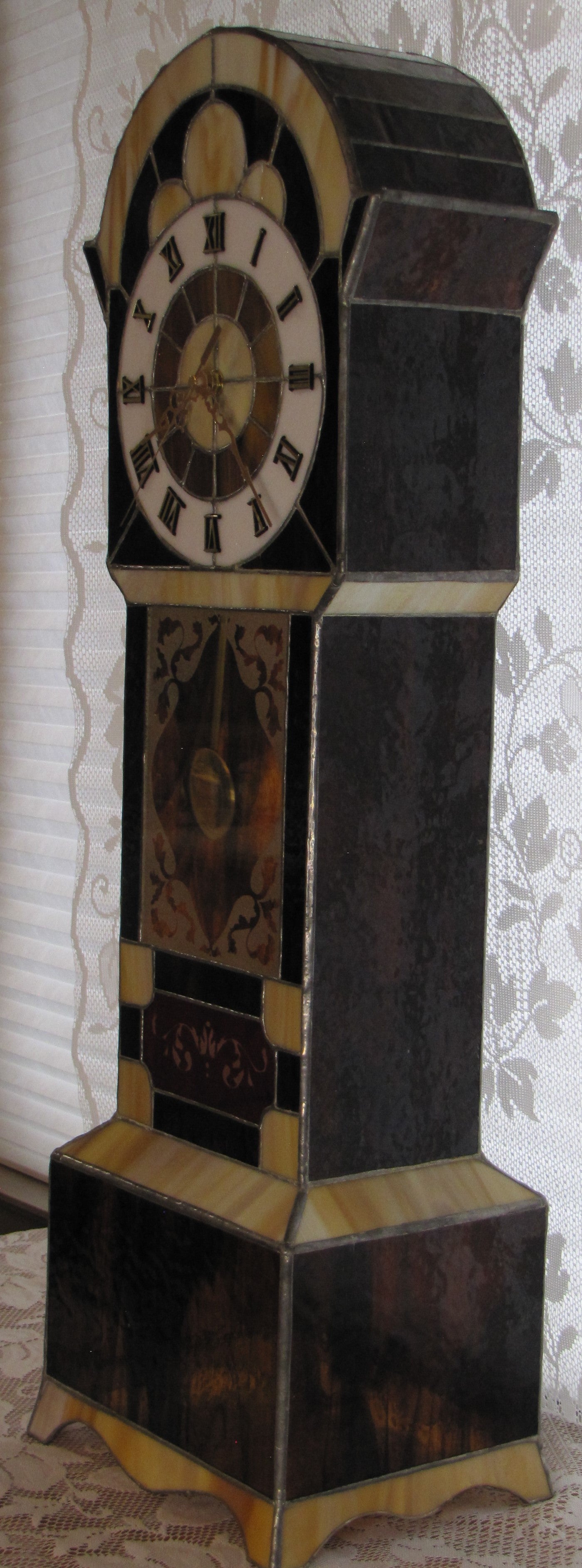 Mini Grandfather Clock in Stained Glass