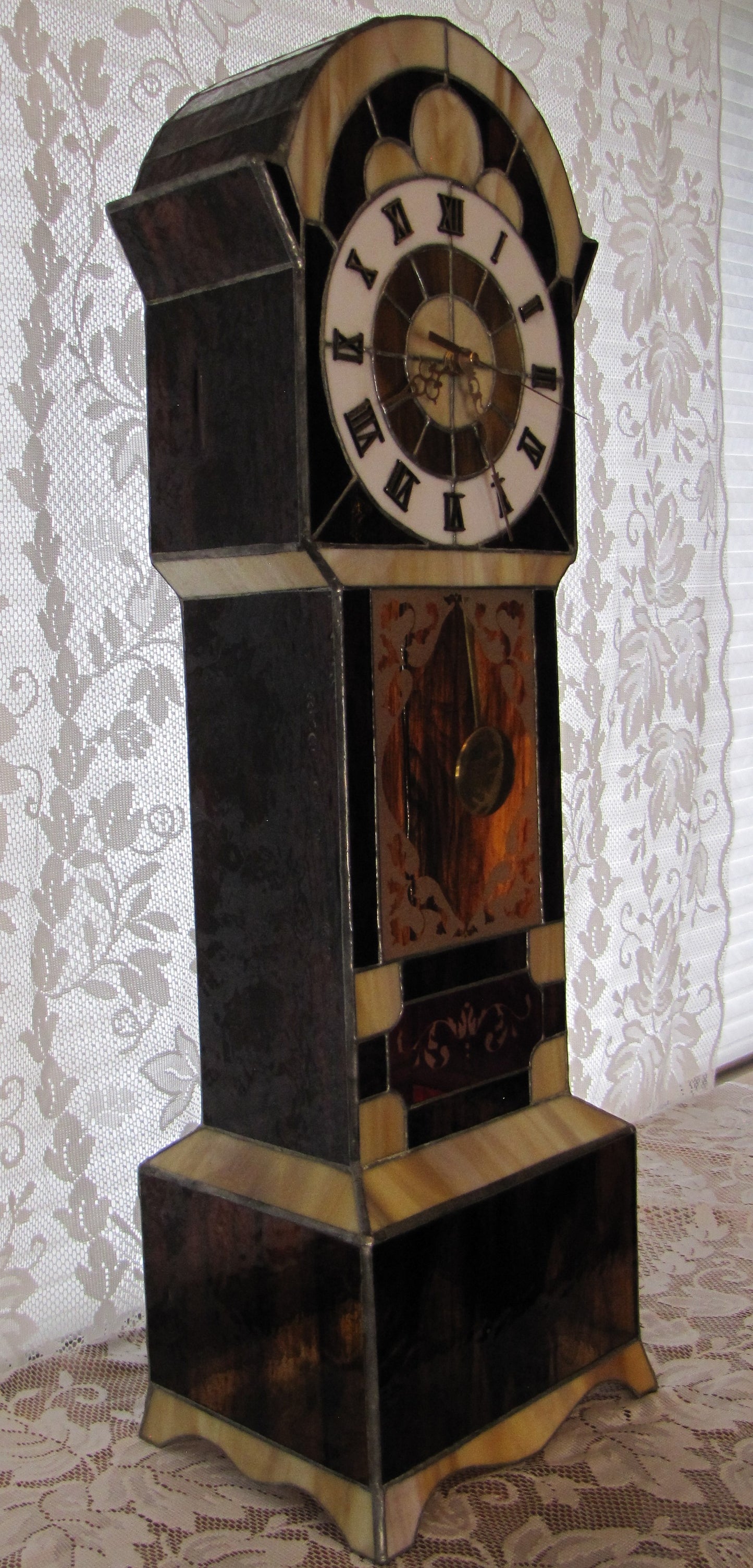 Mini Grandfather Clock in Stained Glass