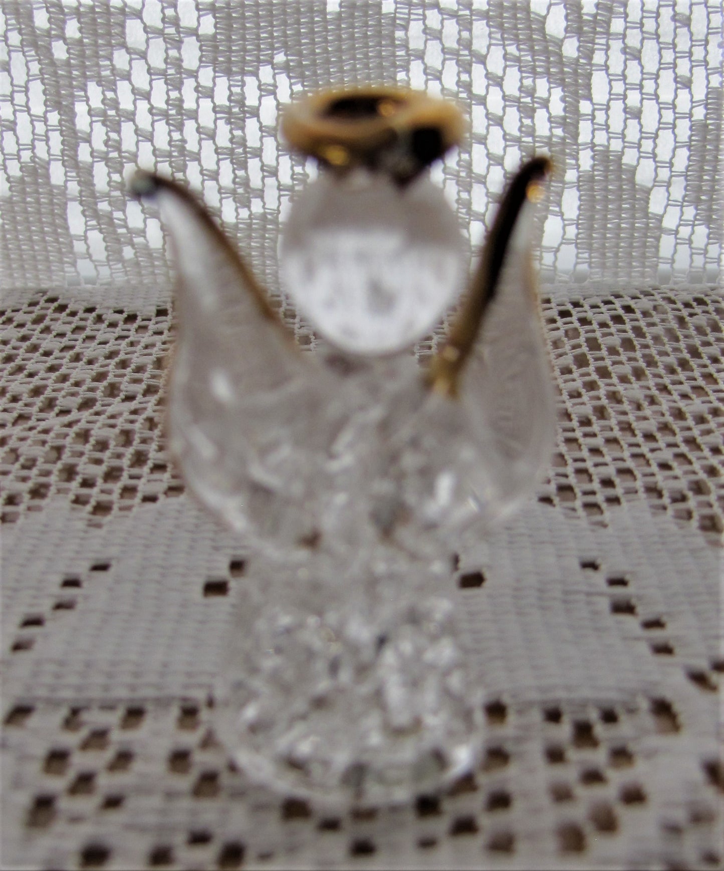 Angel: Vintage Filigree Glass Figurine Prayer Angel with Gold Accents