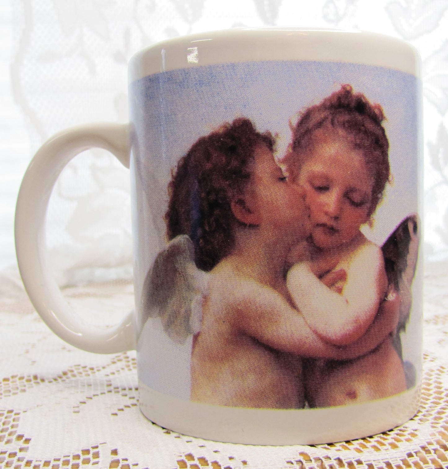 Vintage Art Coffee Mug; First Kiss by William Adolphe Bourguereau, Used