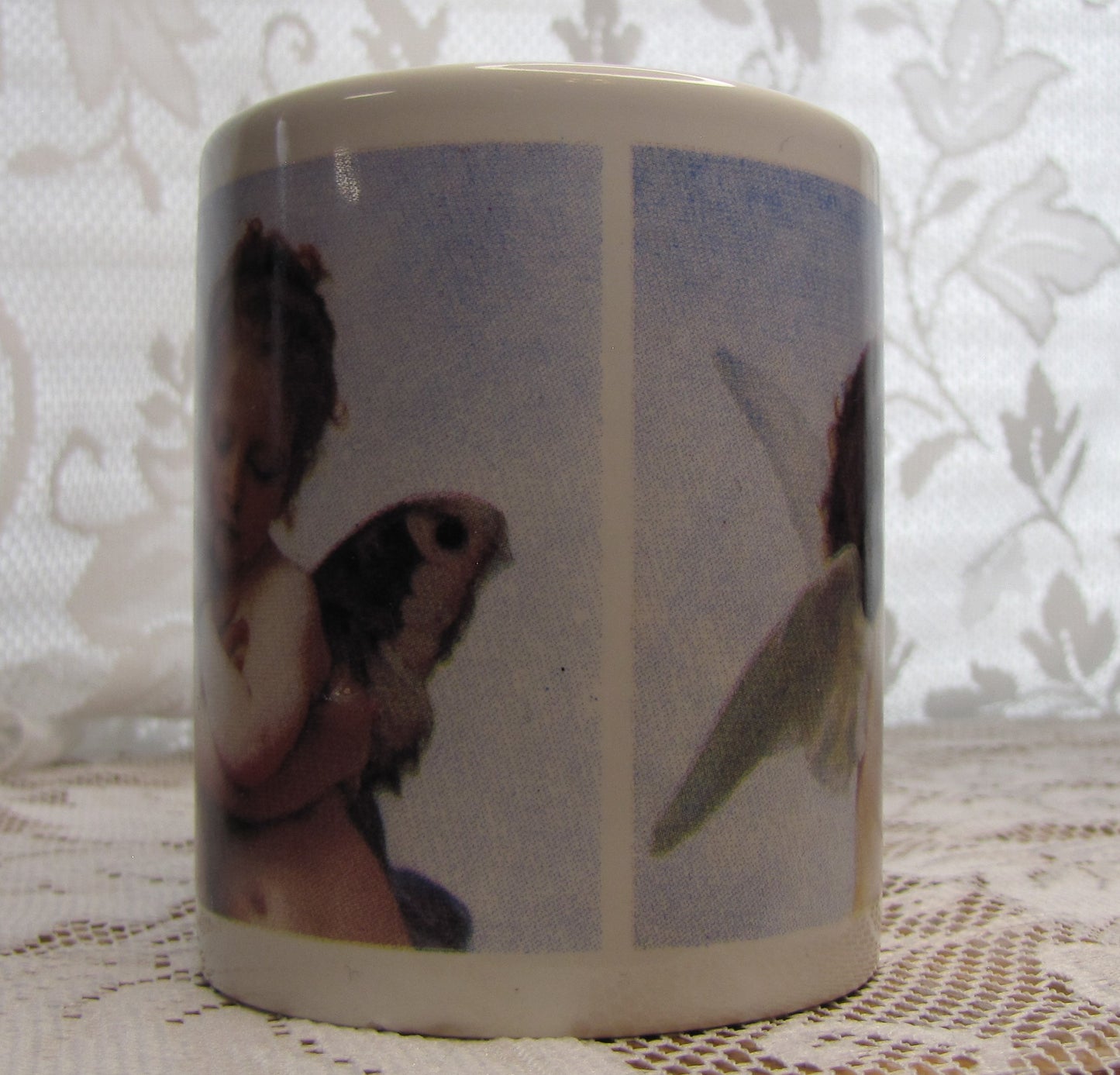 Vintage Art Coffee Mug; First Kiss by William Adolphe Bourguereau, Used