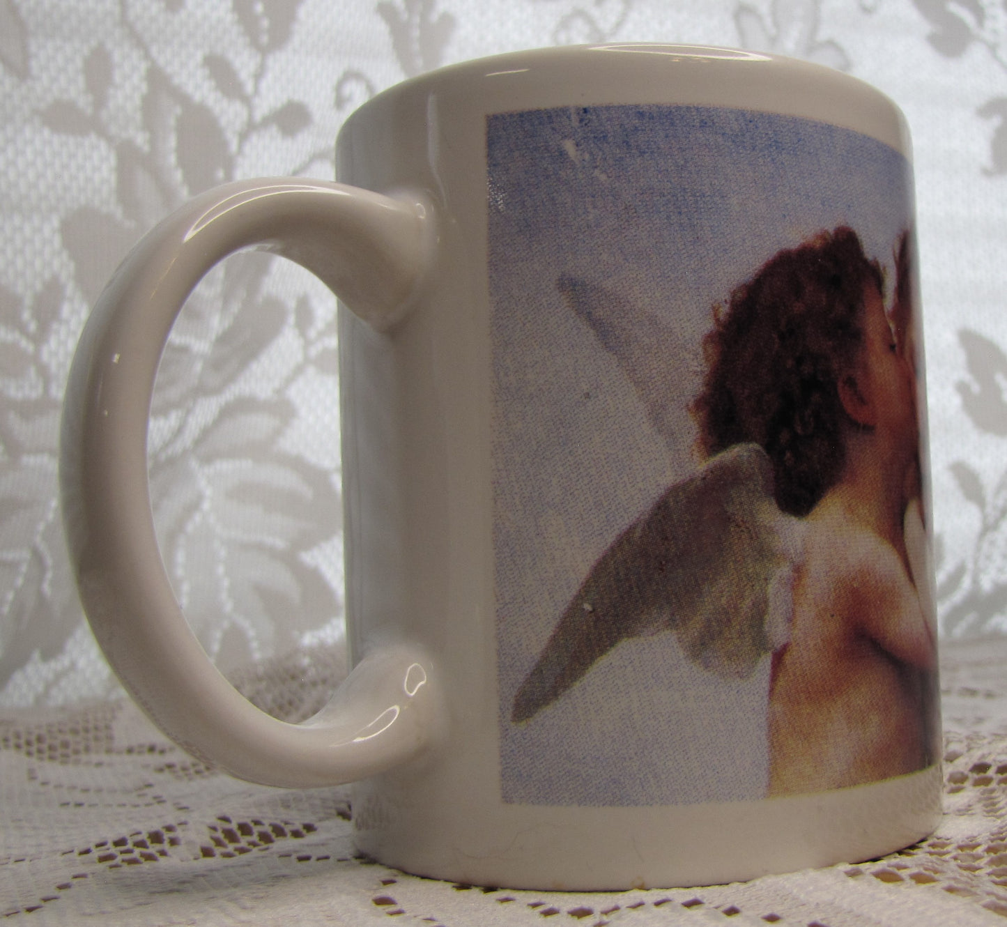 Vintage Art Coffee Mug; First Kiss by William Adolphe Bourguereau, Used