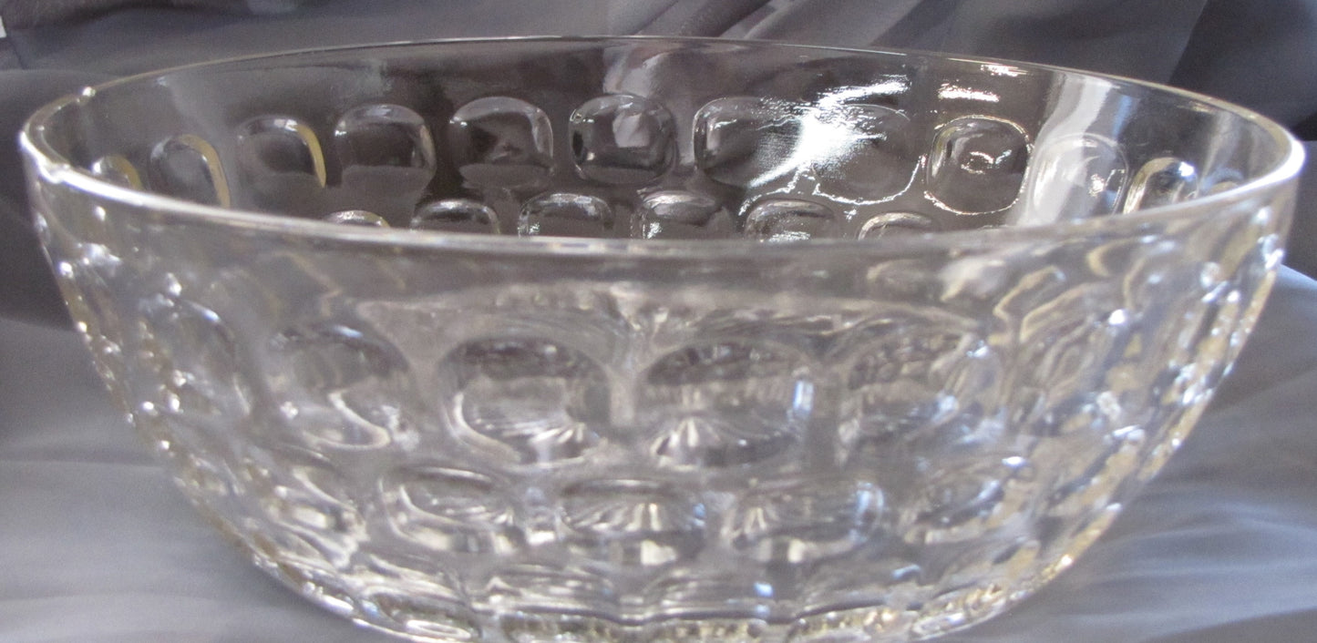 Vintage Clear Glass Thumbprint Bowl, Used, Excellent Condition