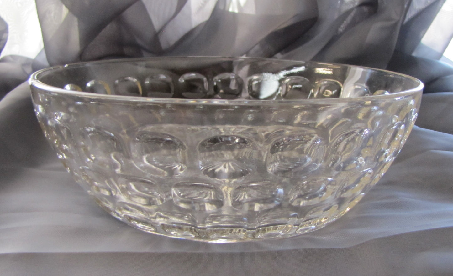 Vintage Clear Glass Thumbprint Bowl, Used, Excellent Condition