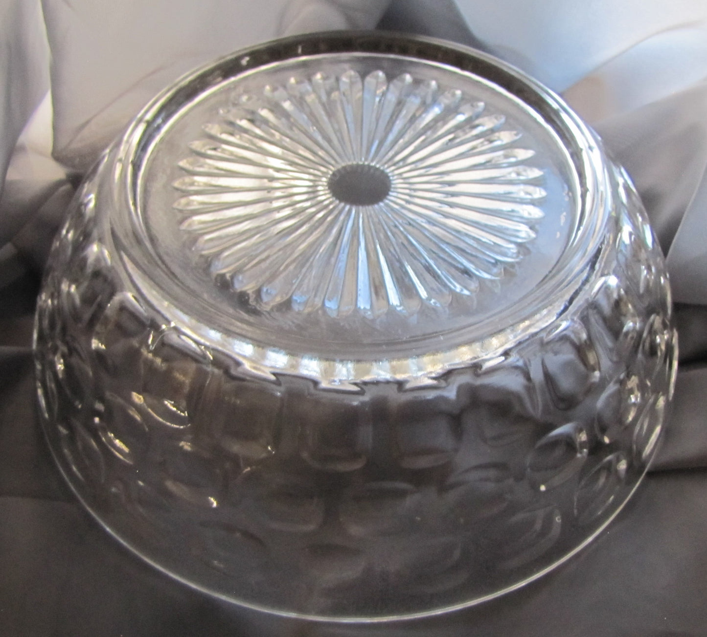 Vintage Clear Glass Thumbprint Bowl, Used, Excellent Condition