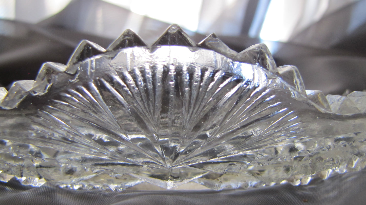 American Brilliant Cut Crystal ABP Relish Bowl Floral DIamond Cut