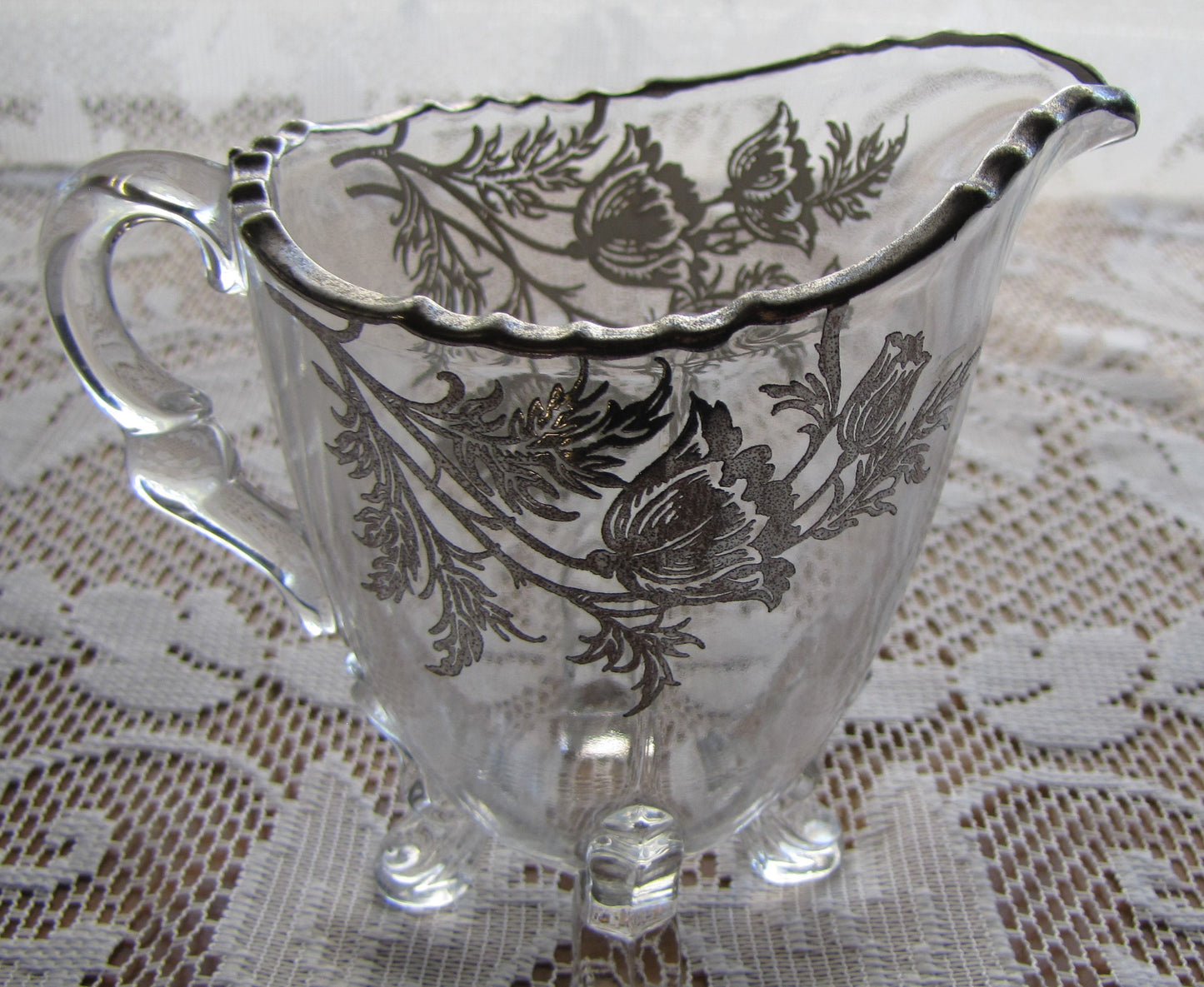 Antique 1950's Silver City "Flanders Footed Creamer and Sugar Set, Used, Excellent Condition