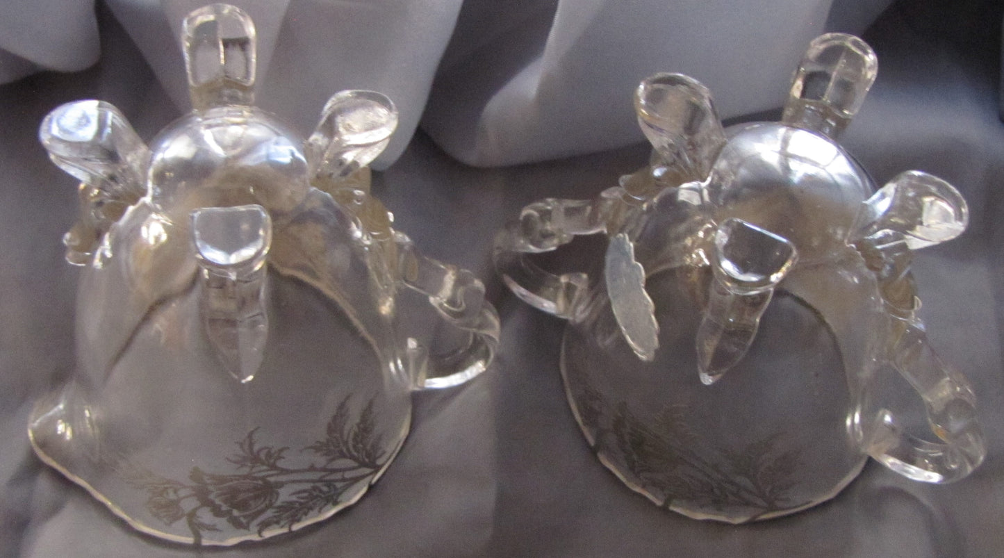 Antique 1950's Silver City "Flanders Footed Creamer and Sugar Set, Used, Excellent Condition