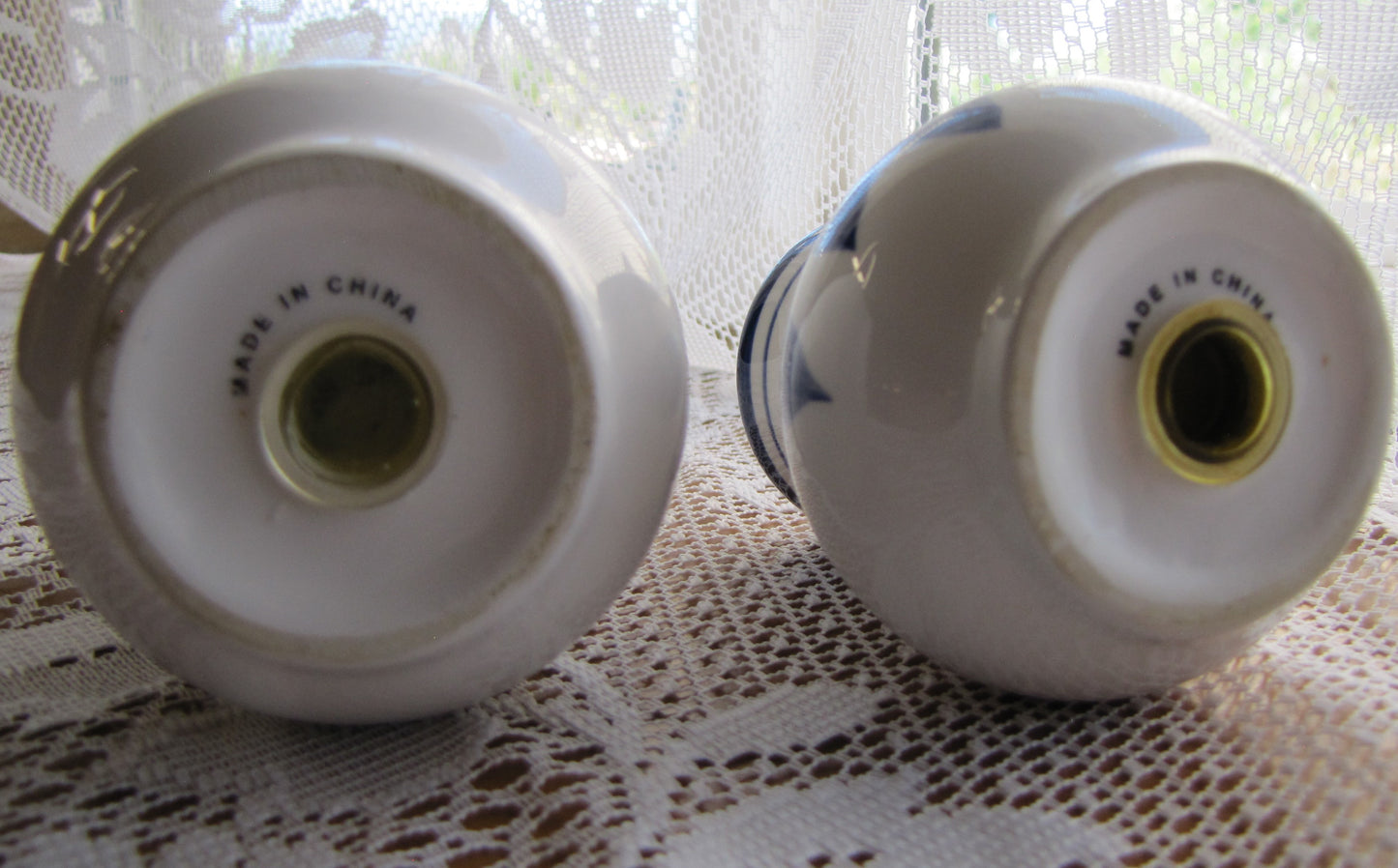 Vintage Ceramic White and Blue Floral Tulip Salt and Pepper Shakers