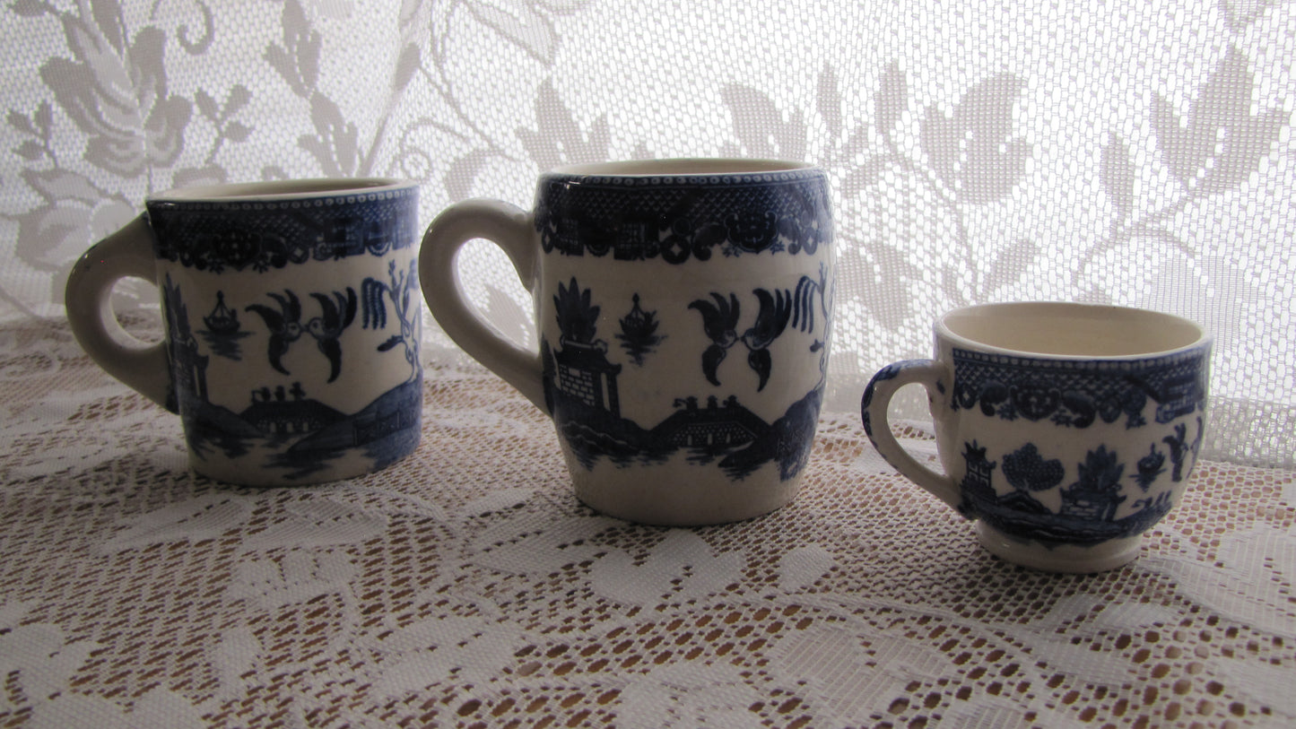 Vintage Blue Willow Coffee Mug Set, NASCO Japan, Used, Good Condition