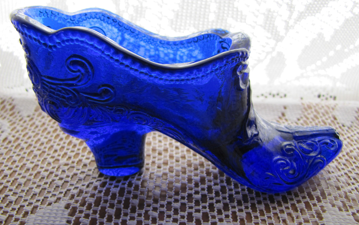 Vintage 1970 Mosser Colbalt Blue Glass Slipper, used, Excellent Condition