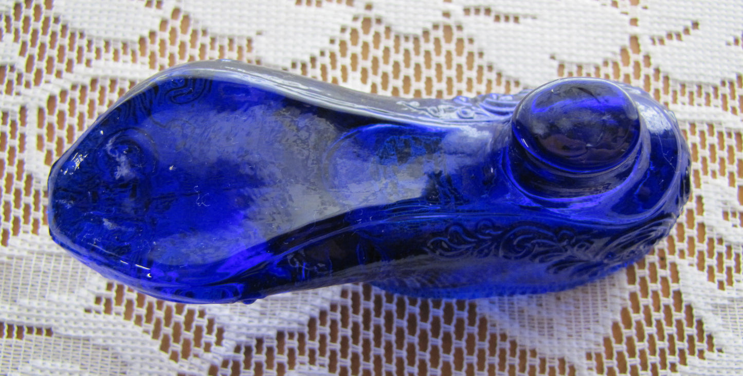 Vintage 1970 Mosser Colbalt Blue Glass Slipper, used, Excellent Condition