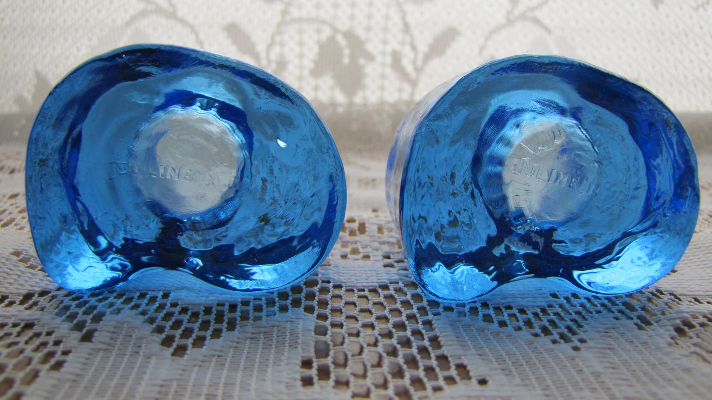 Vintage; Cobalt Blue Candle Holder Set, for 1 in candles,  Used, Excellent Condition