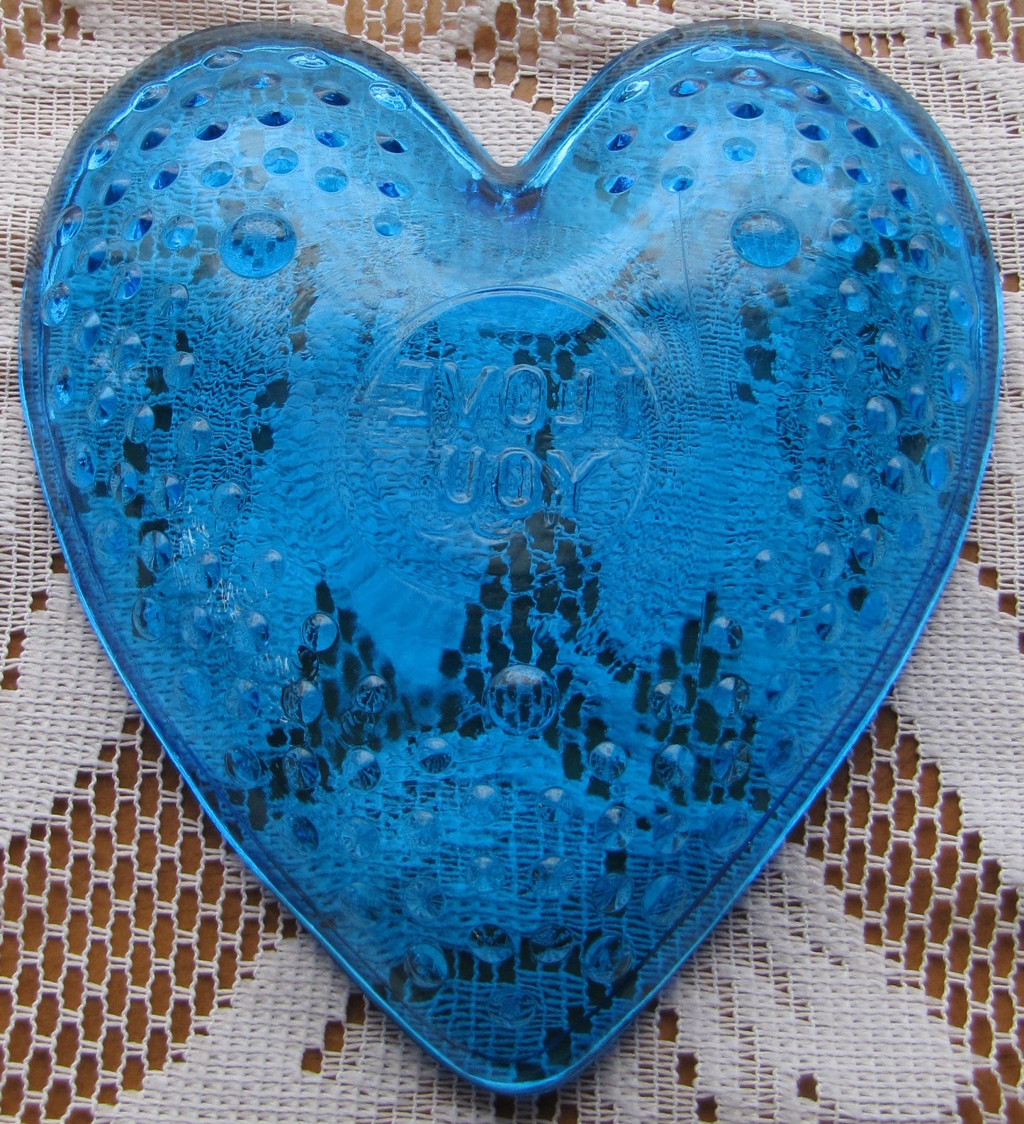 Vintage; Blue "I Love You Heart" Shaped Trinket Dish