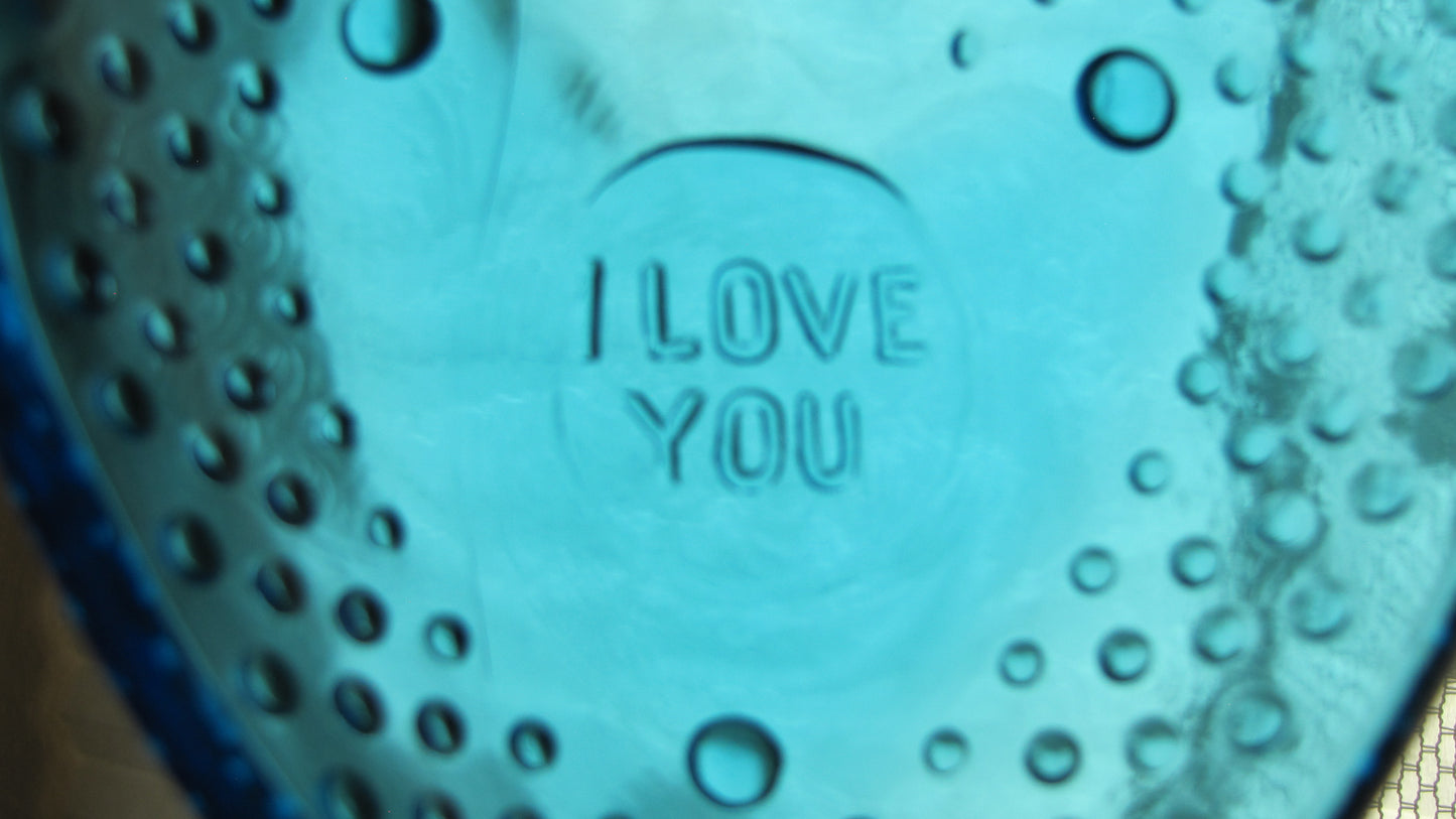 Vintage; Blue "I Love You Heart" Shaped Trinket Dish