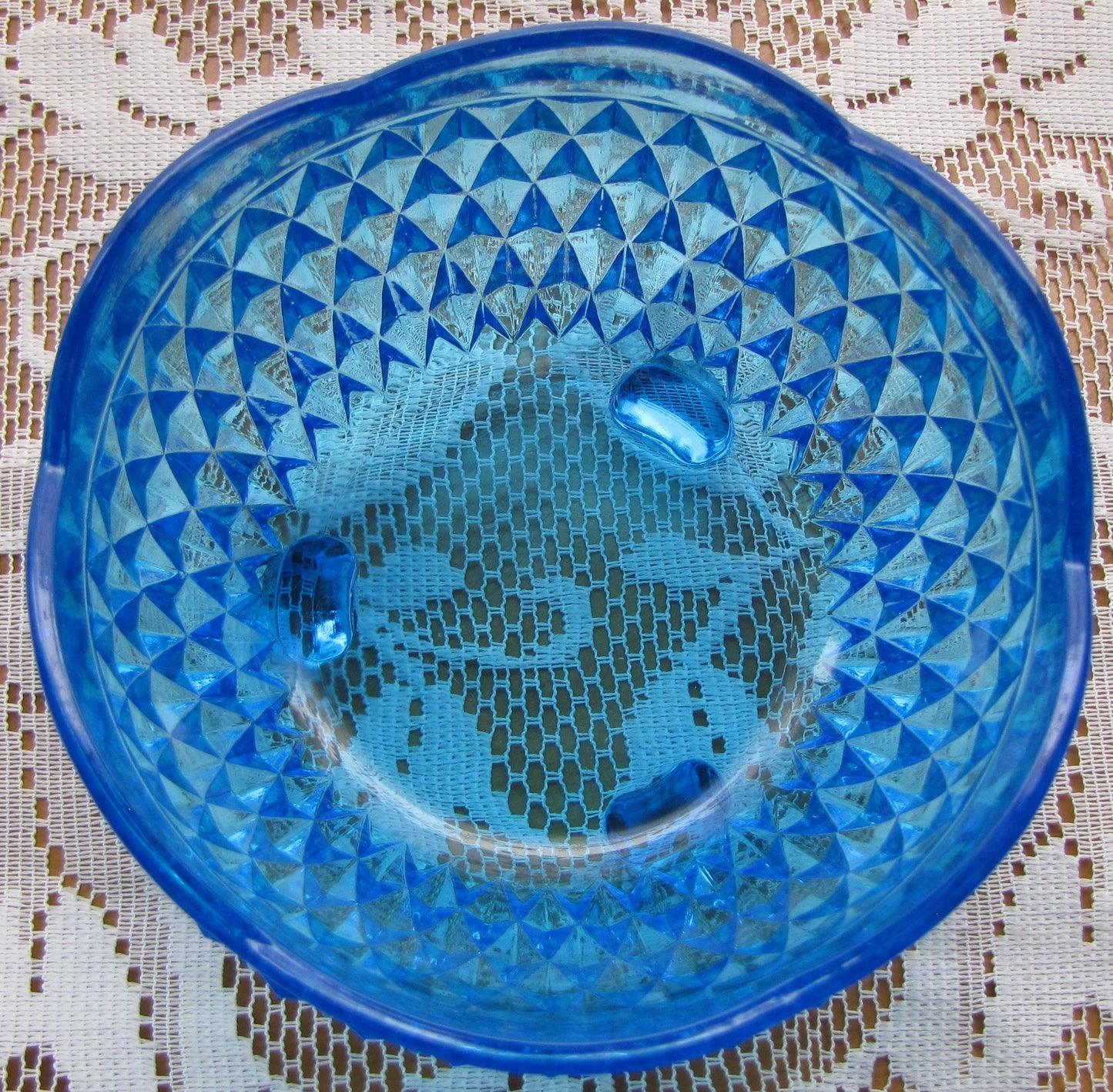 Vintage; Indiana Blue Glass 3 Toe Candy Dish, 5" x 3" Tall , Used, Excellent Condition