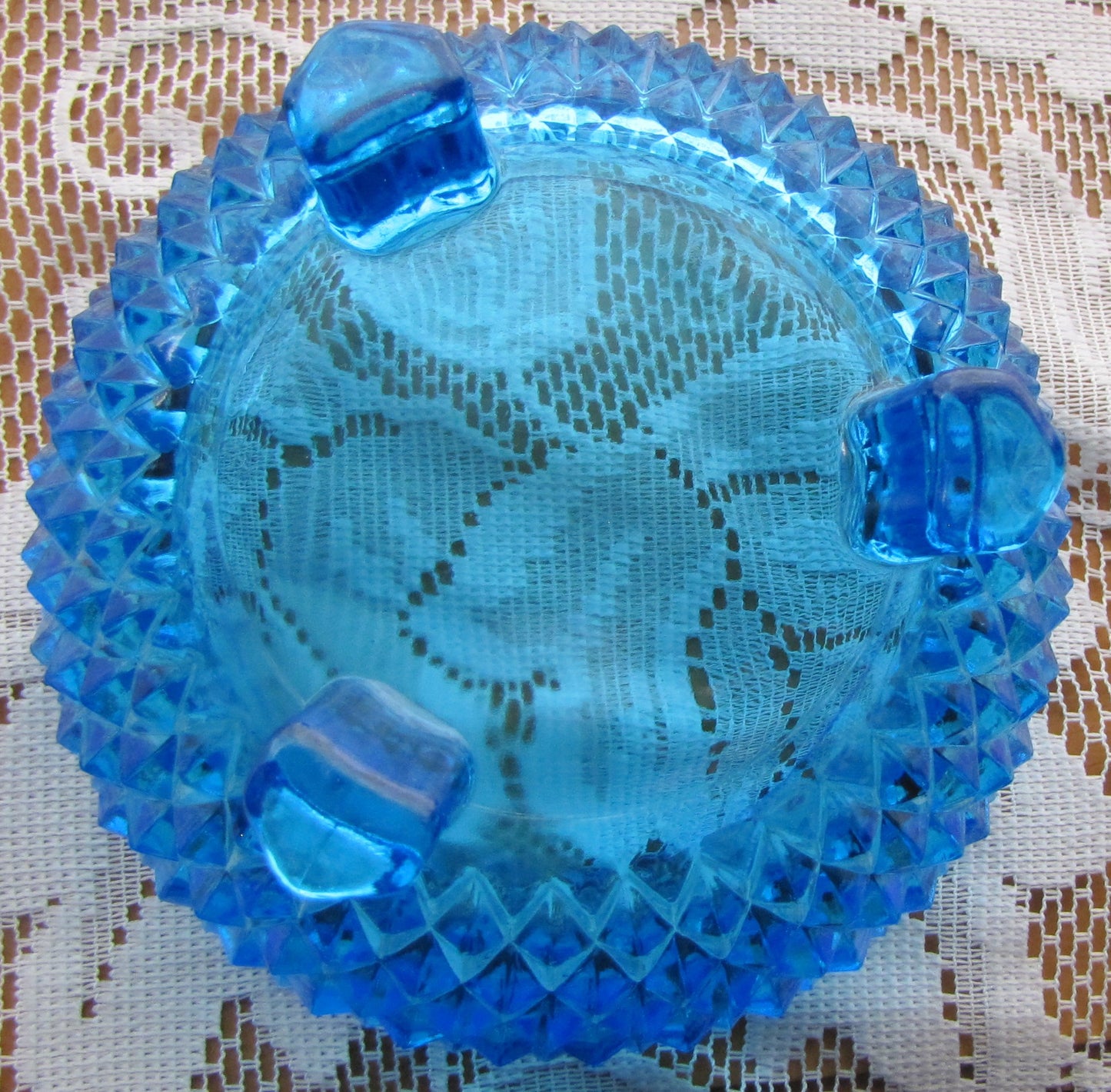 Vintage; Indiana Blue Glass 3 Toe Candy Dish, 5" x 3" Tall , Used, Excellent Condition