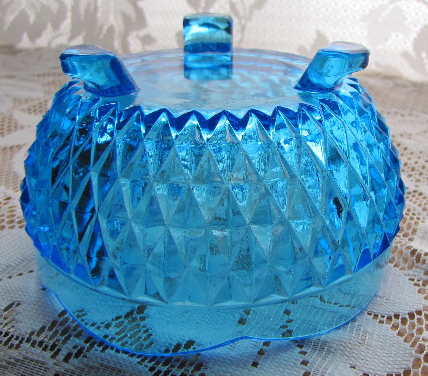 Vintage; Indiana Blue Glass 3 Toe Candy Dish, 5" x 3" Tall , Used, Excellent Condition