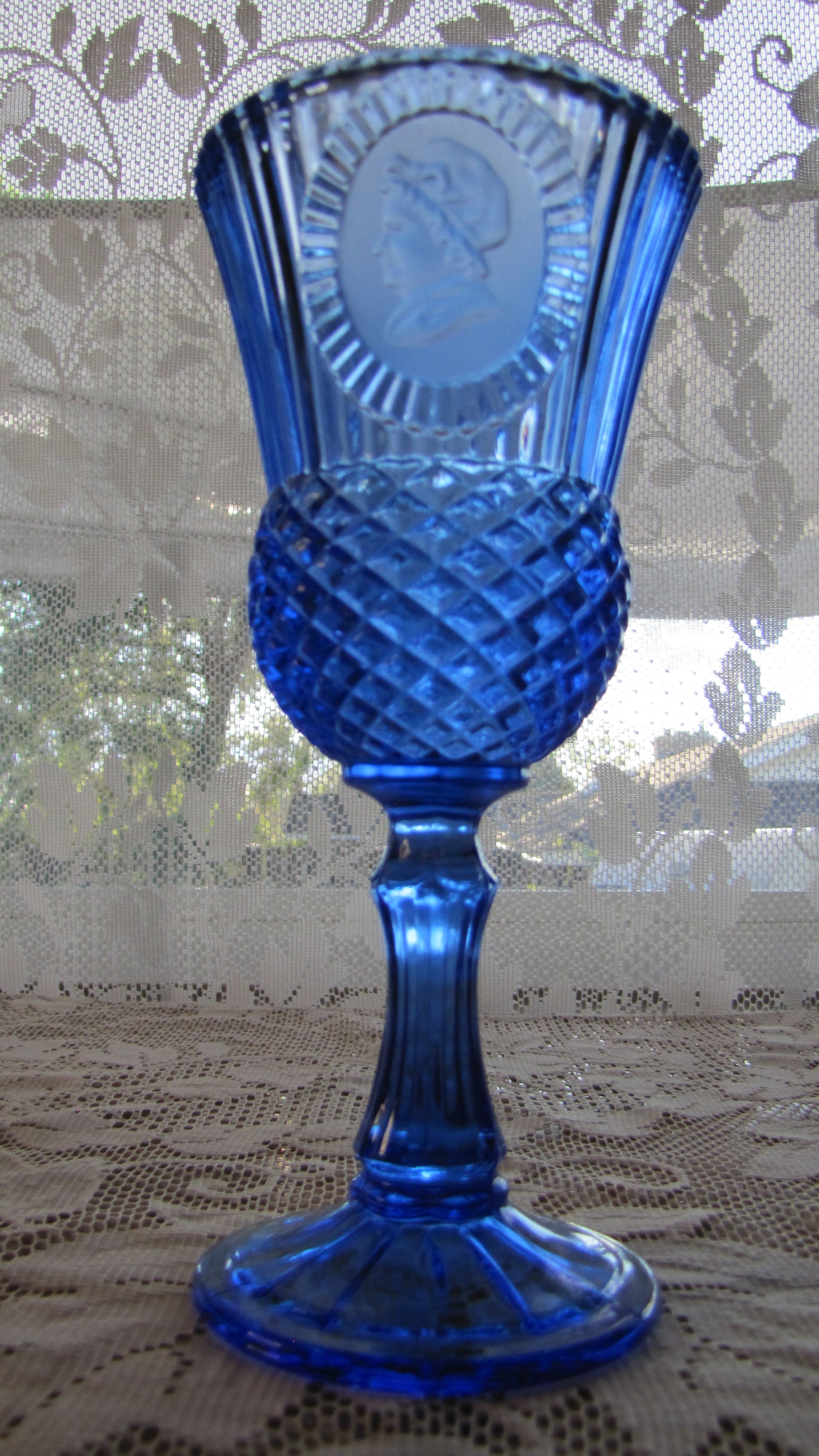 Avon; Fostoria Martha Washington Goblet, Cobalt Blue, 8.25" Tall x 4"Dia , Used, Excellent